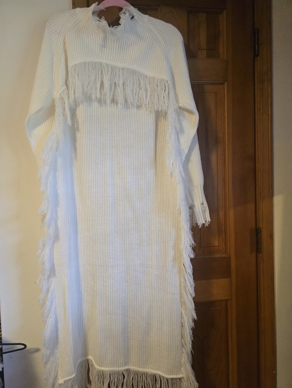 Akira Cream Fringe Knit Sweater